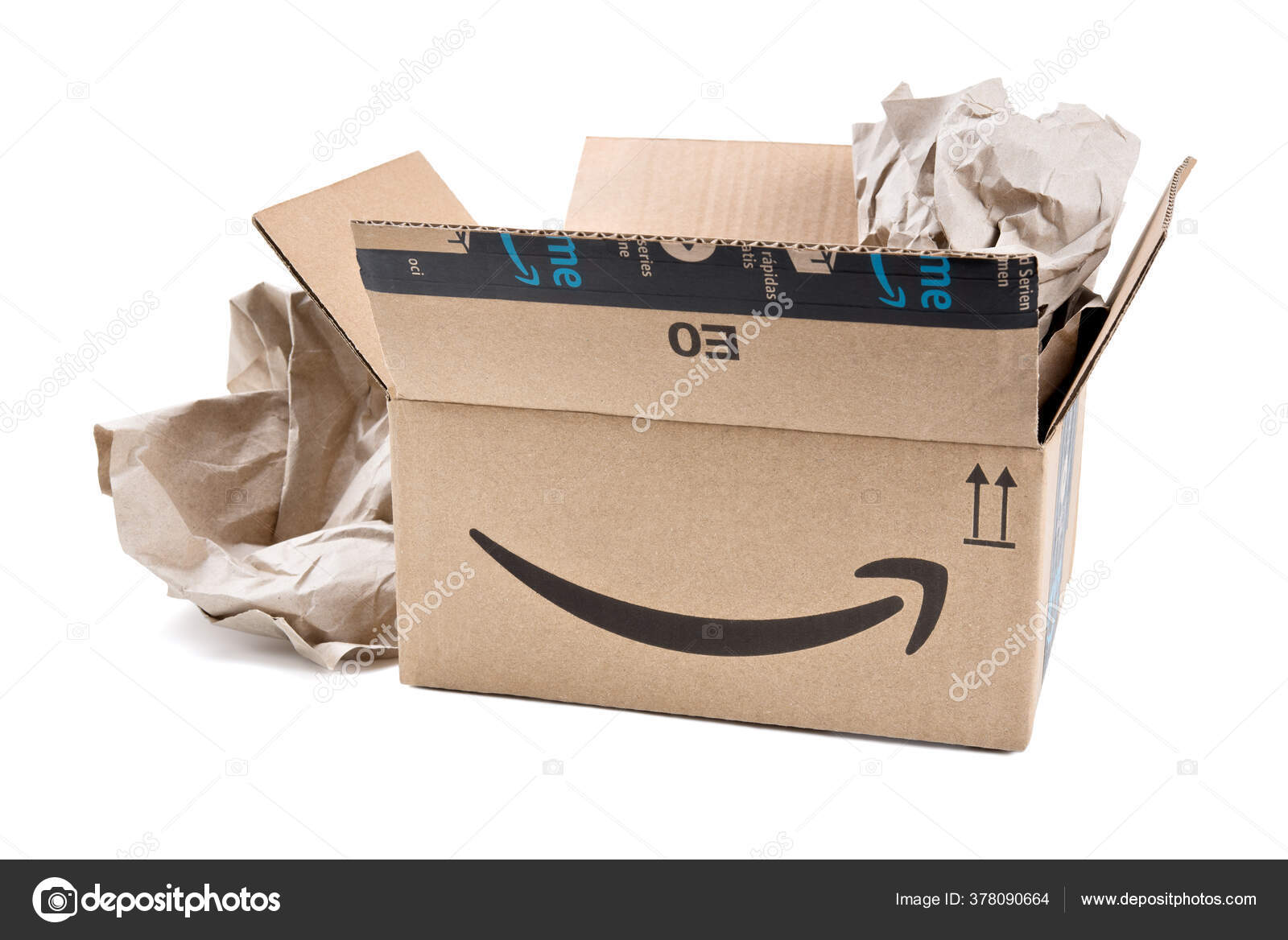 Prime Cardboard Box Open Wrapping Paper Isolated White